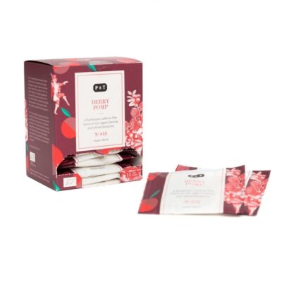 Berry Pomp is a flamboyant caffeine-free organic fruit tea made of rich berries and refined blossoms