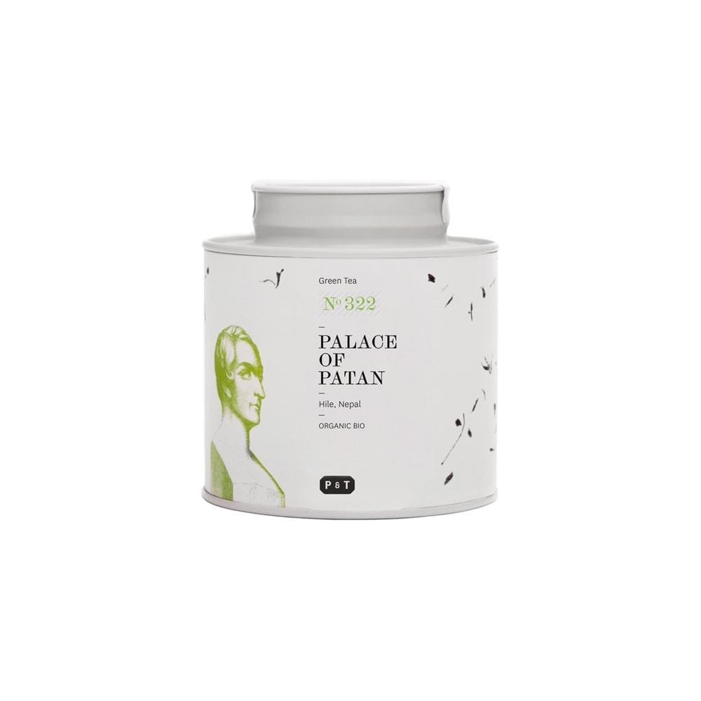 Palace of Patan green tea in the metal tea bin